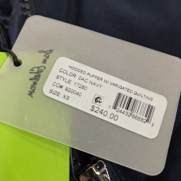 NWT Sam Edelman Women’s Dark Blue Puffer Jacket Fur Hooded Quilted Size XS Coat - Picture 3 of 13